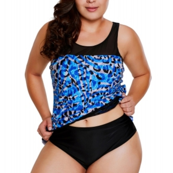 Seaglass Mirage Asymmetric Mesh Detail Tankini - Picture 4 of 5